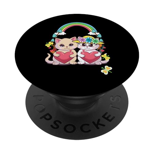 niedliche Katzen Katze Kätzchen Valentin Kinder Herz Retro PopSockets Klebender PopGrip niedliche Katzen Katze Kätzchen Valentin Kinder Herz Retro PopSockets Klebender PopGrip von Niedliche Tiere für Kinder