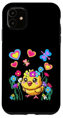 niedliches Hippie Küken bunt Ostern Huhn Retro 80er Kinder Hülle für iPhone 11 niedliches Hippie Küken bunt Ostern Huhn Retro 80er Kinder Hülle für iPhone 11 von Niedliche Tiere für Kinder