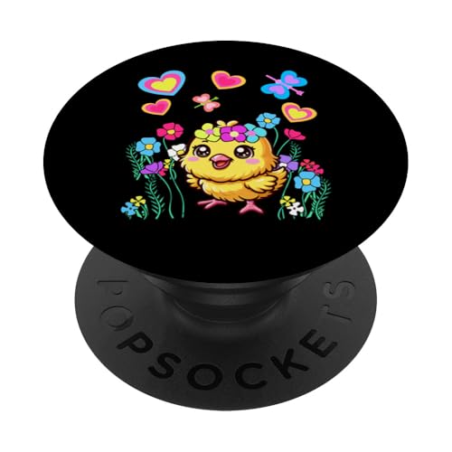 niedliches Hippie Küken bunt Ostern Huhn Retro 80er Kinder PopSockets Klebender PopGrip niedliches Hippie Küken bunt Ostern Huhn Retro 80er Kinder PopSockets Klebender PopGrip von Niedliche Tiere für Kinder