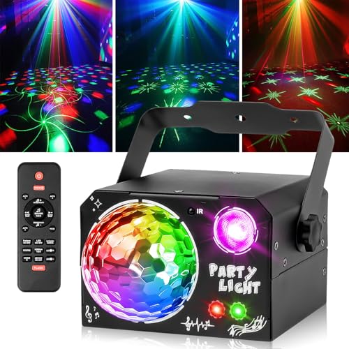 Nigecue 4 in 1 Discolicht Partylicht mit Fernbedienung, Musikgesteuert Disco Licht mit RGB Kugelleuchten, UV Schwarzlicht, Sprachsteuert LED DJ Party Lampe Discokugel für Halloween Weihnachten Klub von Nigecue