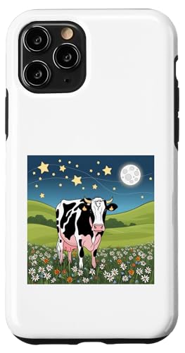 Kuh in Sternenwiese - Traumhafte Nachtszene Hülle für iPhone 11 Pro von NightWhirl Creations