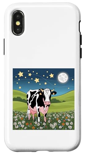 Kuh in Sternenwiese - Traumhafte Nachtszene Hülle für iPhone X/XS Kuh in Sternenwiese - Traumhafte Nachtszene Hülle für iPhone X/XS von NightWhirl Creations