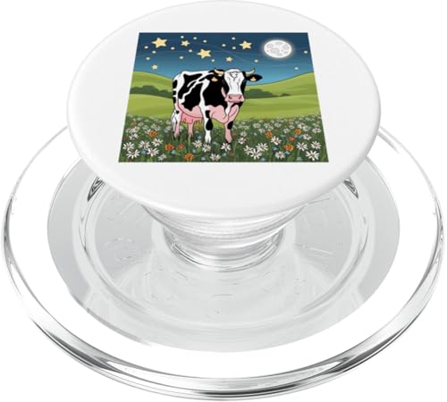 Kuh in Sternenwiese - Traumhafte Nachtszene PopSockets PopGrip für MagSafe Kuh in Sternenwiese - Traumhafte Nachtszene PopSockets PopGrip für MagSafe von NightWhirl Creations