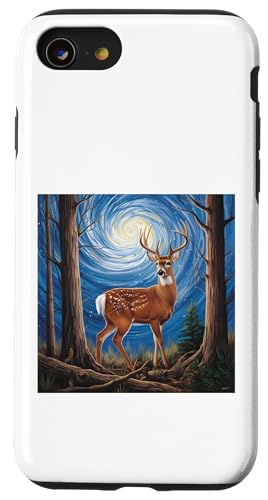 Majestätischer Hirsch unter Sternenhimmel Hülle für iPhone SE (2020) / 7 / 8 von NightWhirl Creations