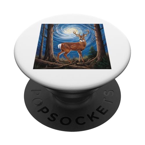 Majestätischer Hirsch unter Sternenhimmel PopSockets Klebender PopGrip Majestätischer Hirsch unter Sternenhimmel PopSockets Klebender PopGrip von NightWhirl Creations