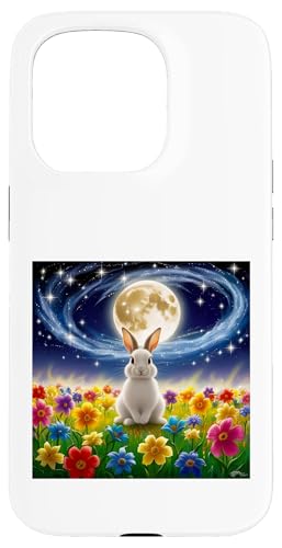 Mondscheinhase im Blumenfeld, bezaubernde Nachtszene Hülle für iPhone 15 Pro Mondscheinhase im Blumenfeld, bezaubernde Nachtszene Hülle für iPhone 15 Pro von NightWhirl Creations