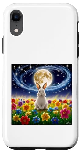 Mondscheinhase im Blumenfeld, bezaubernde Nachtszene Hülle für iPhone XR Mondscheinhase im Blumenfeld, bezaubernde Nachtszene Hülle für iPhone XR von NightWhirl Creations