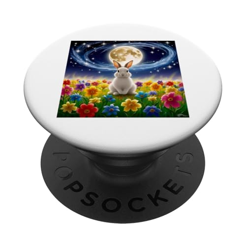 Mondscheinhase im Blumenfeld, bezaubernde Nachtszene PopSockets Klebender PopGrip Mondscheinhase im Blumenfeld, bezaubernde Nachtszene PopSockets Klebender PopGrip von NightWhirl Creations