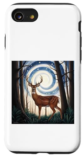 Mystisches Reh unter Sternennacht Hülle für iPhone SE (2020) / 7 / 8 von NightWhirl Creations