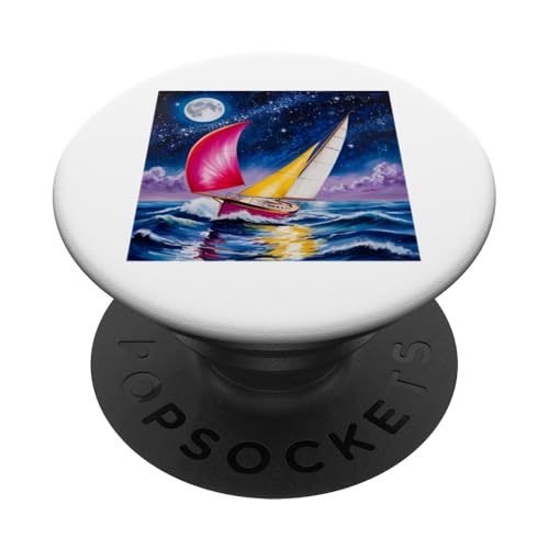 Segeln unter Sternen - Moonlit Ocean Adventure PopSockets Klebender PopGrip Segeln unter Sternen - Moonlit Ocean Adventure PopSockets Klebender PopGrip von NightWhirl Creations