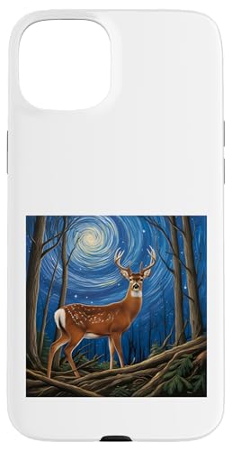 Skurrile Waldhirsche, Sternennachtzauber Hülle für iPhone 15 Plus Skurrile Waldhirsche, Sternennachtzauber Hülle für iPhone 15 Plus von NightWhirl Creations