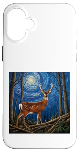 Skurrile Waldhirsche, Sternennachtzauber Hülle für iPhone 16 Plus Skurrile Waldhirsche, Sternennachtzauber Hülle für iPhone 16 Plus von NightWhirl Creations