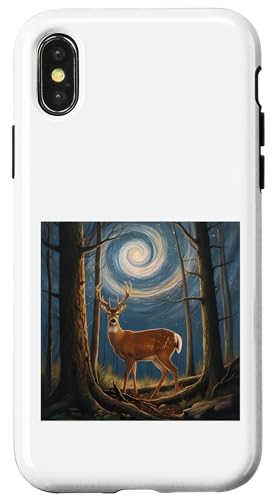 Sternenhirsch - Verzauberte Nacht, Wildlife Art Hülle für iPhone X/XS von NightWhirl Creations