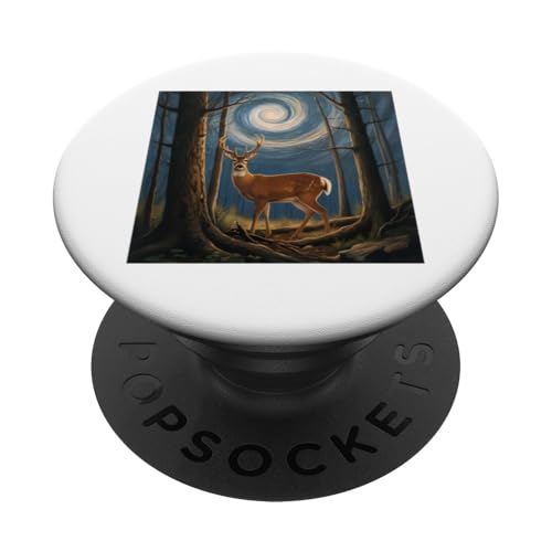 Sternenhirsch - Verzauberte Nacht, Wildlife Art PopSockets Klebender PopGrip von NightWhirl Creations