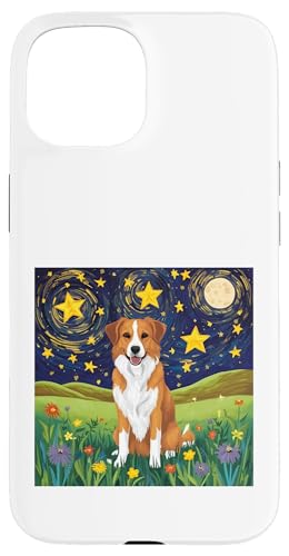 Sternennacht Hundewiese – künstlerische Haustier-Szene, niedlicher Welpe Hülle für iPhone 15 von NightWhirl Creations