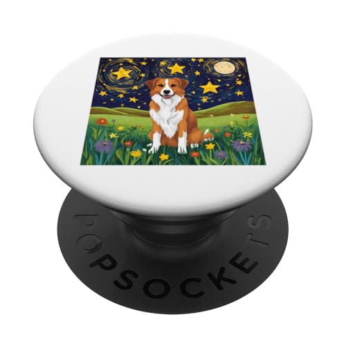 Sternennacht Hundewiese – künstlerische Haustier-Szene, niedlicher Welpe PopSockets Klebender PopGrip Sternennacht Hundewiese – künstlerische Haustier-Szene, niedlicher Welpe PopSockets Klebender PopGrip von NightWhirl Creations