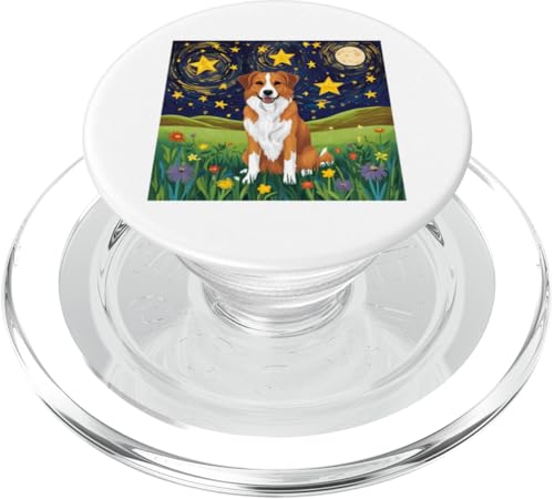 Sternennacht Hundewiese – künstlerische Haustier-Szene, niedlicher Welpe PopSockets PopGrip für MagSafe von NightWhirl Creations