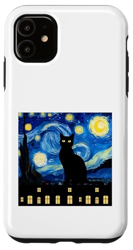 Sternennacht-Katzenzauber – Van Gogh-Stil, skurrile Kunst Hülle für iPhone 11 von NightWhirl Creations