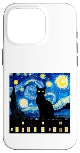 Sternennacht-Katzenzauber – Van Gogh-Stil, skurrile Kunst Hülle für iPhone 16 Pro von NightWhirl Creations