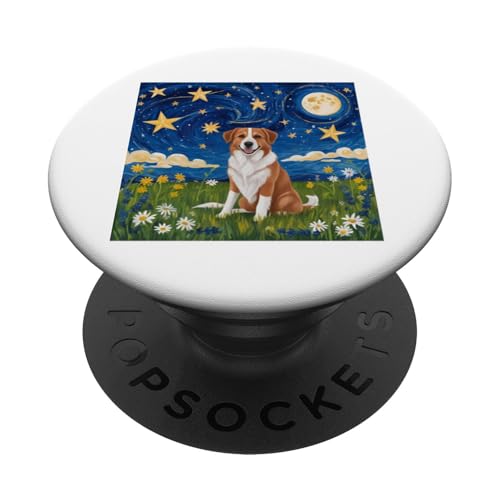 Sternennachthund, Wiesenlandschaft, himmlische Kunst PopSockets Klebender PopGrip Sternennachthund, Wiesenlandschaft, himmlische Kunst PopSockets Klebender PopGrip von NightWhirl Creations