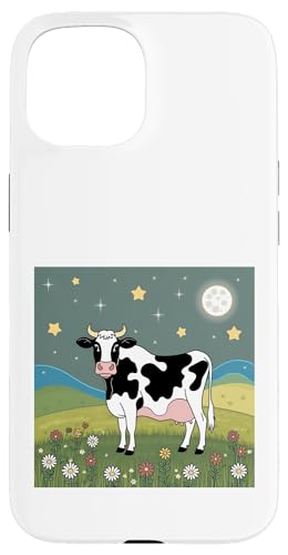 Sternennachtkuh - skurrile Bauernhofszene Hülle für iPhone 15 von NightWhirl Creations
