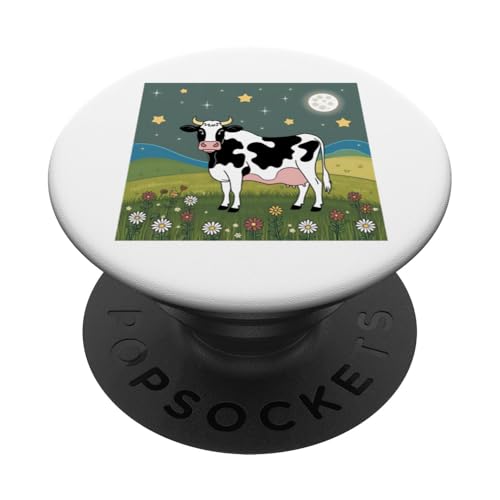 Sternennachtkuh - skurrile Bauernhofszene PopSockets Klebender PopGrip von NightWhirl Creations