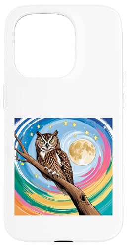 Verzauberte Eule unter Sternenhimmel, skurrile Kunst Hülle für iPhone 15 Pro von NightWhirl Creations