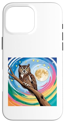 Verzauberte Eule unter Sternenhimmel, skurrile Kunst Hülle für iPhone 16 Pro Max Verzauberte Eule unter Sternenhimmel, skurrile Kunst Hülle für iPhone 16 Pro Max von NightWhirl Creations