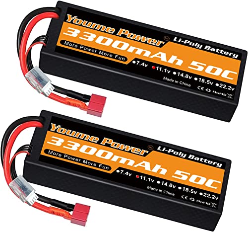 3S LiPo Akku 11.1V RC Lipo Batterien 3300mAh 50C Hard Case mit Deans T Stecker Kompatibel mit HPI Losi RC Auto LKW Boot Flugzeug Hubschrauber (2 Packungen) von Nihewo