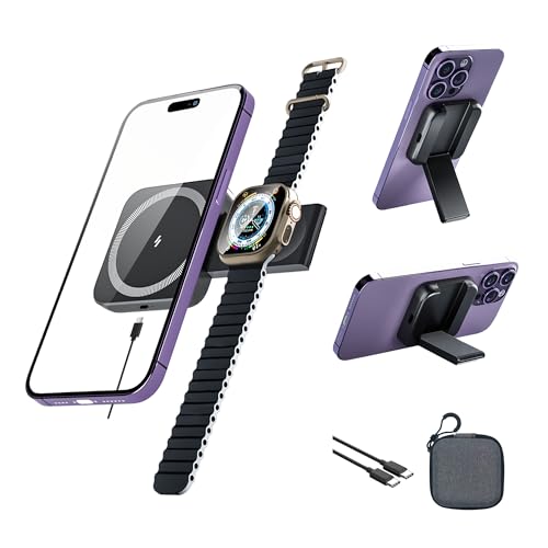 NiiTTER 3-in-1 Magnetisches Ladeständer [Super tragbar] kabellose Ladestation, Reise-Essentials kabelloses Ladepad für iPhone und Watch Airpods Faltbares Magsafe-Zubehör Passend für iPhone 16(schwarz) von NiiTTER
