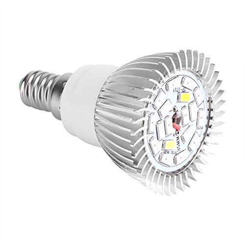 LED-Grow-Glühbirne, 18W 18-LED-Vollspektrum-Pflanzenlampe, Vollspektrum-E27/E14/GU10 85-265V 18W 18 LED-Grow-Licht-Blumenpflanzen-Hydrokultur-Wachstumsbirne(E14) von Niiyen