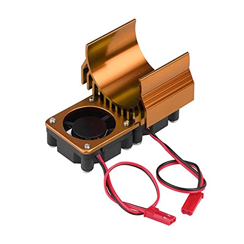 RC-Motor-Lüfter-Kühler, Dual-Lüfter 540/550-Motor-Twin-Lüfter-Kühlkörper, passend für 1/10 Elektro-RC-Auto, 30mm 5V 0,1A Aluminium-Kühlkörper(Gold) von Niiyen