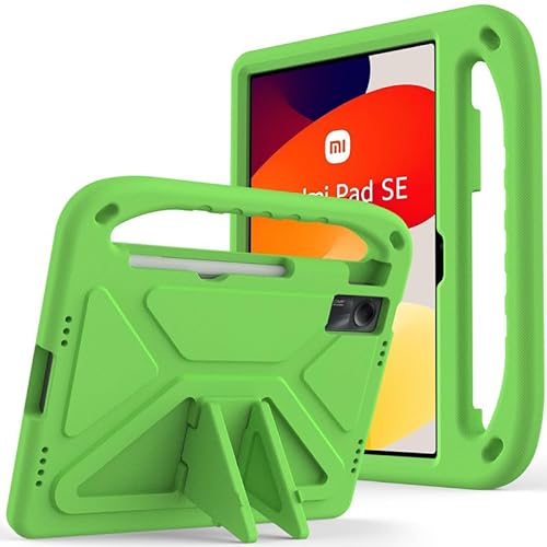 Nikaque Kinder-Schutzhülle für Xiaomi Redmi Pad SE 11 Zoll (2023), EVA-Schaum, leicht, stoßfest, langlebig, Tablet-Schutzhülle mit Griff und Ständer für Kinder, Grün von Nikaque