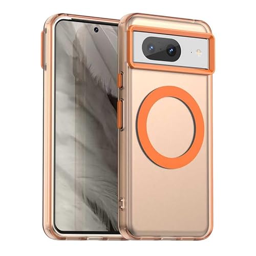 Nikaque Magnetische Hülle für Google Pixel 8, Transluzent Matt Kompatibel mit Mag-Safe, Unterstützung Kabelloses Laden, Slim Fit Stoßfest TPU Silikon Case, Orange Nikaque Magnetische Hülle für Google Pixel 8, Transluzent Matt Kompatibel mit Mag-Safe, Unterstützung Kabelloses Laden, Slim Fit Stoßfest TPU Silikon Case, Orange von Nikaque