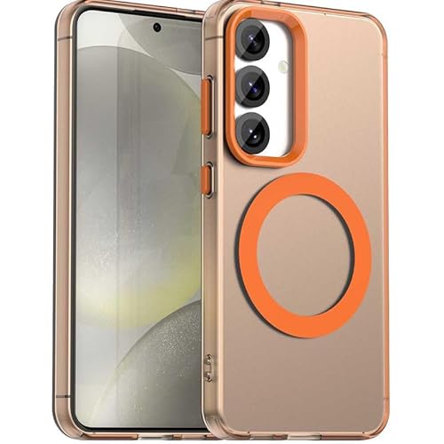 Nikaque Magnetische Hülle für Samsung Galaxy S24, Transluzent Matt Kompatibel mit Mag-Safe, Unterstützung Kabelloses Laden, Slim Fit Stoßfest TPU Silikon Case, Orange Nikaque Magnetische Hülle für Samsung Galaxy S24, Transluzent Matt Kompatibel mit Mag-Safe, Unterstützung Kabelloses Laden, Slim Fit Stoßfest TPU Silikon Case, Orange von Nikaque