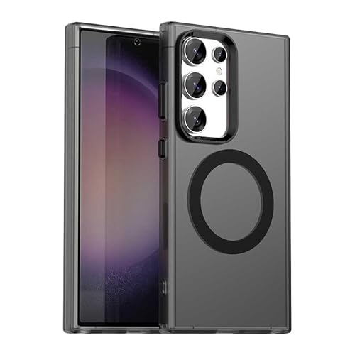 Nikaque Magnetische Hülle für Samsung Galaxy S24 Ultra, Transluzent Matt Kompatibel mit Mag-Safe, Unterstützung Kabelloses Laden, Slim Fit Stoßfest TPU Silikon Case, Schwarz Nikaque Magnetische Hülle für Samsung Galaxy S24 Ultra, Transluzent Matt Kompatibel mit Mag-Safe, Unterstützung Kabelloses Laden, Slim Fit Stoßfest TPU Silikon Case, Schwarz von Nikaque