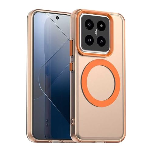 Nikaque Magnetische Hülle für Xiaomi 14 Pro, Transluzent Matt Kompatibel mit Mag-Safe, Unterstützung Kabelloses Laden, Slim Fit Stoßfest TPU Silikon Case, Orange Nikaque Magnetische Hülle für Xiaomi 14 Pro, Transluzent Matt Kompatibel mit Mag-Safe, Unterstützung Kabelloses Laden, Slim Fit Stoßfest TPU Silikon Case, Orange von Nikaque