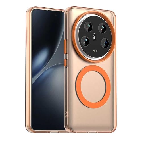 Nikaque Magnetische Hülle für Xiaomi 14 Ultra, Transluzent Matt Kompatibel mit Mag-Safe, Unterstützung Kabelloses Laden, Slim Fit Stoßfest TPU Silikon Case, Orange Nikaque Magnetische Hülle für Xiaomi 14 Ultra, Transluzent Matt Kompatibel mit Mag-Safe, Unterstützung Kabelloses Laden, Slim Fit Stoßfest TPU Silikon Case, Orange von Nikaque