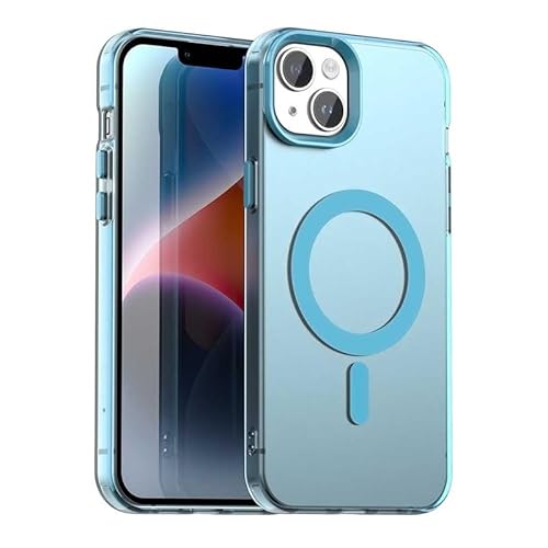 Nikaque Magnetische Hülle für iPhone 15, Transluzent Matt Kompatibel mit Mag-Safe, Unterstützung Kabelloses Laden, Slim Fit Stoßfest TPU Silikon Case, Blau Nikaque Magnetische Hülle für iPhone 15, Transluzent Matt Kompatibel mit Mag-Safe, Unterstützung Kabelloses Laden, Slim Fit Stoßfest TPU Silikon Case, Blau von Nikaque