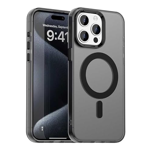 Nikaque Magnetische Hülle für iPhone 15 Pro Max, Transluzent Matt Kompatibel mit Mag-Safe, Unterstützung Kabelloses Laden, Slim Fit Stoßfest TPU Silikon Case, Schwarz Nikaque Magnetische Hülle für iPhone 15 Pro Max, Transluzent Matt Kompatibel mit Mag-Safe, Unterstützung Kabelloses Laden, Slim Fit Stoßfest TPU Silikon Case, Schwarz von Nikaque