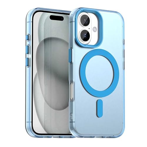 Nikaque Magnetische Hülle für iPhone 16 Plus, Transluzent Matt Kompatibel mit Mag-Safe, Unterstützung Kabelloses Laden, Slim Fit Stoßfest TPU Silikon Case, Blau Nikaque Magnetische Hülle für iPhone 16 Plus, Transluzent Matt Kompatibel mit Mag-Safe, Unterstützung Kabelloses Laden, Slim Fit Stoßfest TPU Silikon Case, Blau von Nikaque