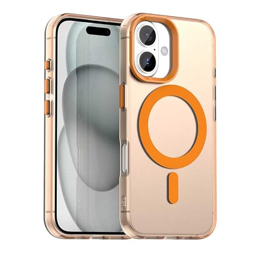 Nikaque Magnetische Hülle für iPhone 16 Plus, Transluzent Matt Kompatibel mit Mag-Safe, Unterstützung Kabelloses Laden, Slim Fit Stoßfest TPU Silikon Case, Orange Nikaque Magnetische Hülle für iPhone 16 Plus, Transluzent Matt Kompatibel mit Mag-Safe, Unterstützung Kabelloses Laden, Slim Fit Stoßfest TPU Silikon Case, Orange von Nikaque