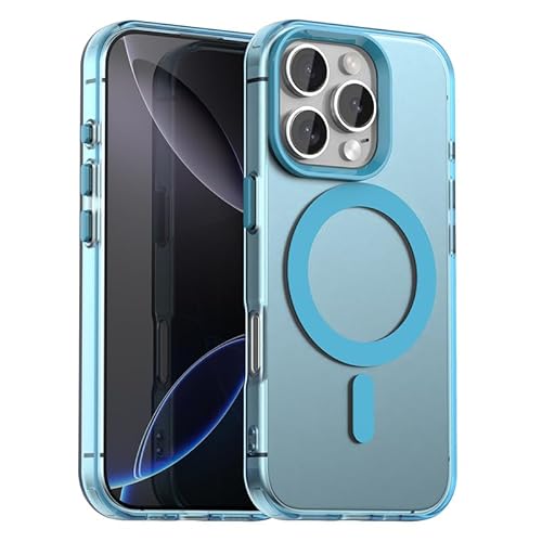 Nikaque Magnetische Hülle für iPhone 16 Pro, Transluzent Matt Kompatibel mit Mag-Safe, Unterstützung Kabelloses Laden, Slim Fit Stoßfest TPU Silikon Case, Blau Nikaque Magnetische Hülle für iPhone 16 Pro, Transluzent Matt Kompatibel mit Mag-Safe, Unterstützung Kabelloses Laden, Slim Fit Stoßfest TPU Silikon Case, Blau von Nikaque