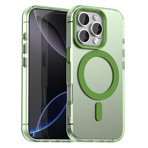 Nikaque Magnetische Hülle für iPhone 16 Pro, Transluzent Matt Kompatibel mit Mag-Safe, Unterstützung Kabelloses Laden, Slim Fit Stoßfest TPU Silikon Case, Grün Nikaque Magnetische Hülle für iPhone 16 Pro, Transluzent Matt Kompatibel mit Mag-Safe, Unterstützung Kabelloses Laden, Slim Fit Stoßfest TPU Silikon Case, Grün von Nikaque