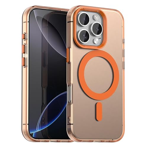 Nikaque Magnetische Hülle für iPhone 16 Pro, Transluzent Matt Kompatibel mit Mag-Safe, Unterstützung Kabelloses Laden, Slim Fit Stoßfest TPU Silikon Case, Orange Nikaque Magnetische Hülle für iPhone 16 Pro, Transluzent Matt Kompatibel mit Mag-Safe, Unterstützung Kabelloses Laden, Slim Fit Stoßfest TPU Silikon Case, Orange von Nikaque