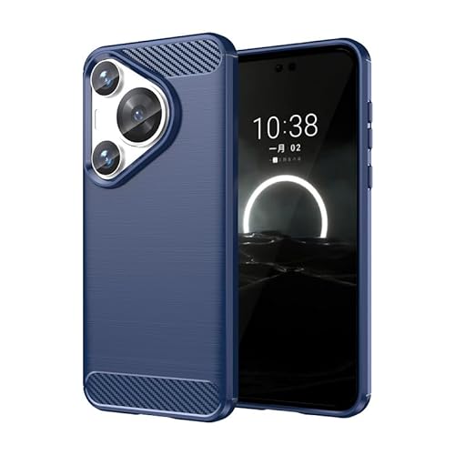 Nikaque Schutzhülle für Huawei P70 Pro, Karbonfaser, gebürstete Textur, gute Haptik, flexibel, weiches TPU, vollständiger Schutz, stoßfest, Blau von Nikaque