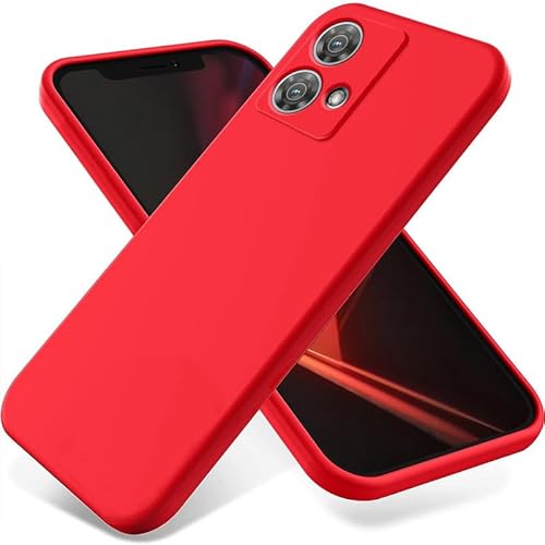 Nikaque Schutzhülle für Motorola Moto Edge 40 Neo, flüssige Silikonhülle, schmale Passform, stoßfest, weiche Gel-Gummi-Abdeckung, Rot von Nikaque