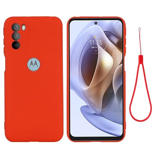 Nikaque Schutzhülle für Motorola Moto G51 5G, Flüssigsilikon, schmale Passform, stoßfest, weiche Gel-Gummi-Hülle, kompatibel mit Motorola Moto G51 5G, Rot von Nikaque