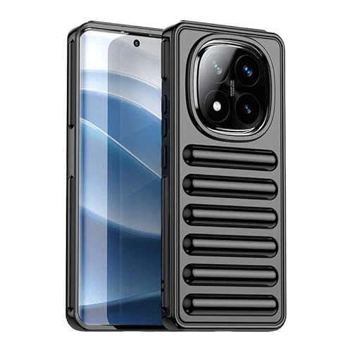 Nikaque Schutzhülle für Xiaomi Redmi 14 Pro Plus 5G, kompatibel mit Xiaomi Redmi 14 Pro Plus 5G, harte PC-Rückseite, Kapselschutz-Design, robuste, stoßfeste Handy-Stoßfängerabdeckung, Schwarz von Nikaque