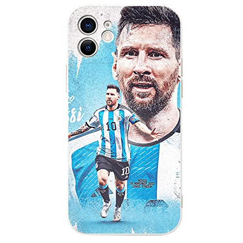 ZERMU Cokcoip Schutzhülle für iPhone 12, Superstar, modisch, vollständiger Schutz, weiches Silikon, TPU, stoßabsorbierend, für iPhone 12 15.5 cm (6.1 Zoll), Lionel Messi-10-Fußball-Argentinien Flagge von Nikitea